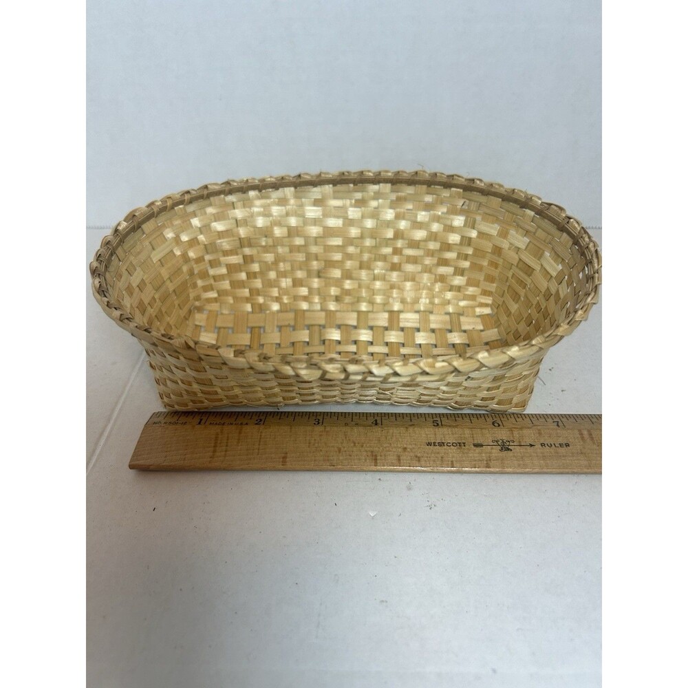 Handwoven Basket Set 7 Nested Oval Natural Wicker Boho Farmhouse Vintage Decor - Picture 7 of 12